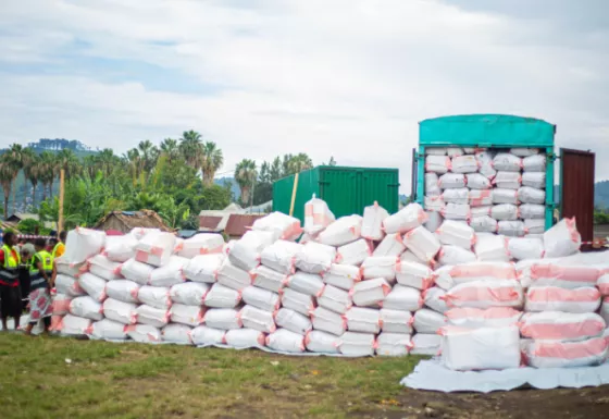 A food distribution taking place in the Democratic Republic of Congo. 
