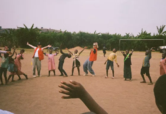 Carey Mulligan taking part in a Can't Wait to Learn programme in Uganda.