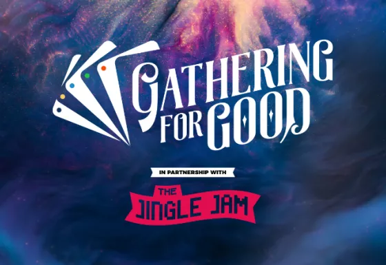 Gathering for good logo on a magic themed background