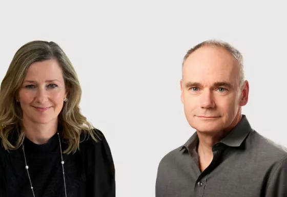 Headshot of Mel Exon and John Fallon