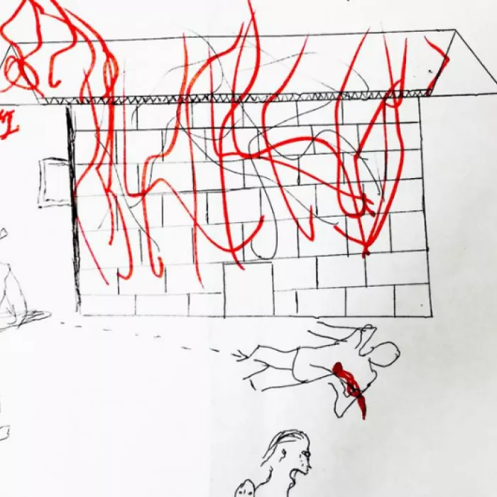 A child draws their experiences of war in the Central African Republic. 