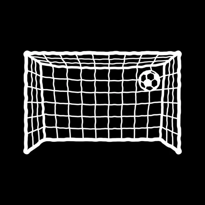Illustration of a football and a goal. 